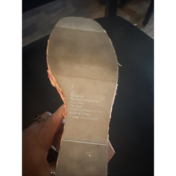 Torrid Womens Strap Size 7.5 Wide  Platform Shoes Raffia Pink Chunky Sandals - Picture 3 of 5